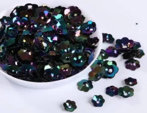 black 10 г 3D цветы с блестками бисер для одежды аксессуары голографический Декор сливы блёстки DIY смолы ювелирные изделия шейкер талисманы вещи - Цвет: black