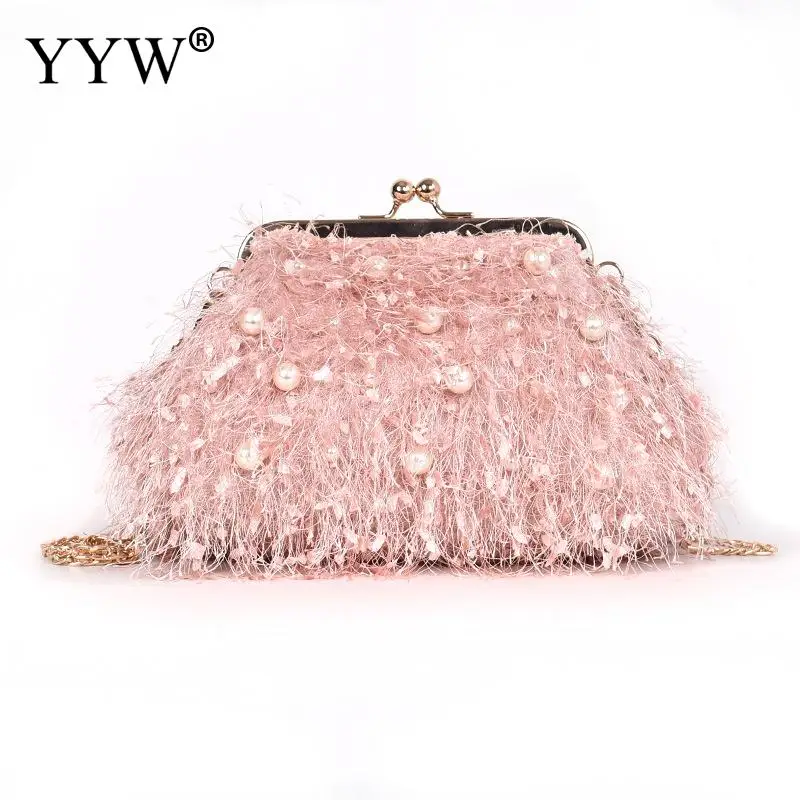 Модный клатч-пельмени YYW 2019 с кисточками для женщин сумка мягкой цепочкой Женская