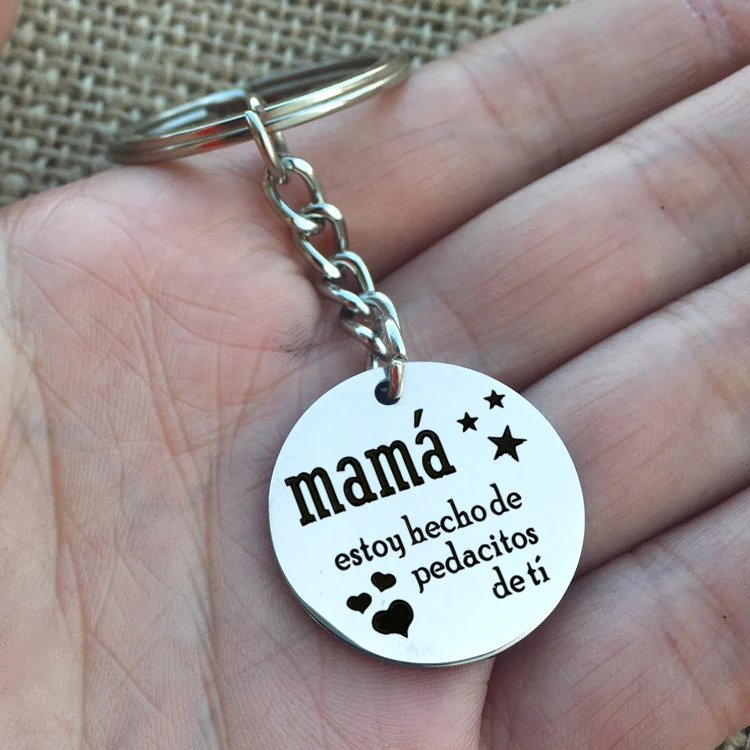 Te Quiero Mama брелок из нержавеющей стали для женщин Серебряный цвет ювелирные