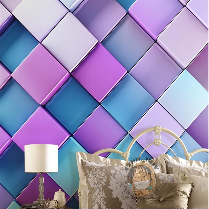 Обои для стен 3 d обои D геометрический квадратный фиолетовый фантазия KTV|custom