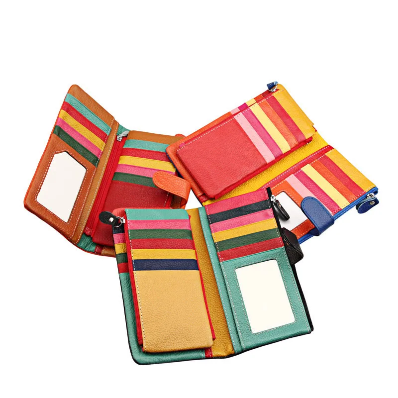 New 2018 ms real cowhide long purse Multi-function card package more than 24 for ladies wallet Candy color fashion | Багаж и сумки