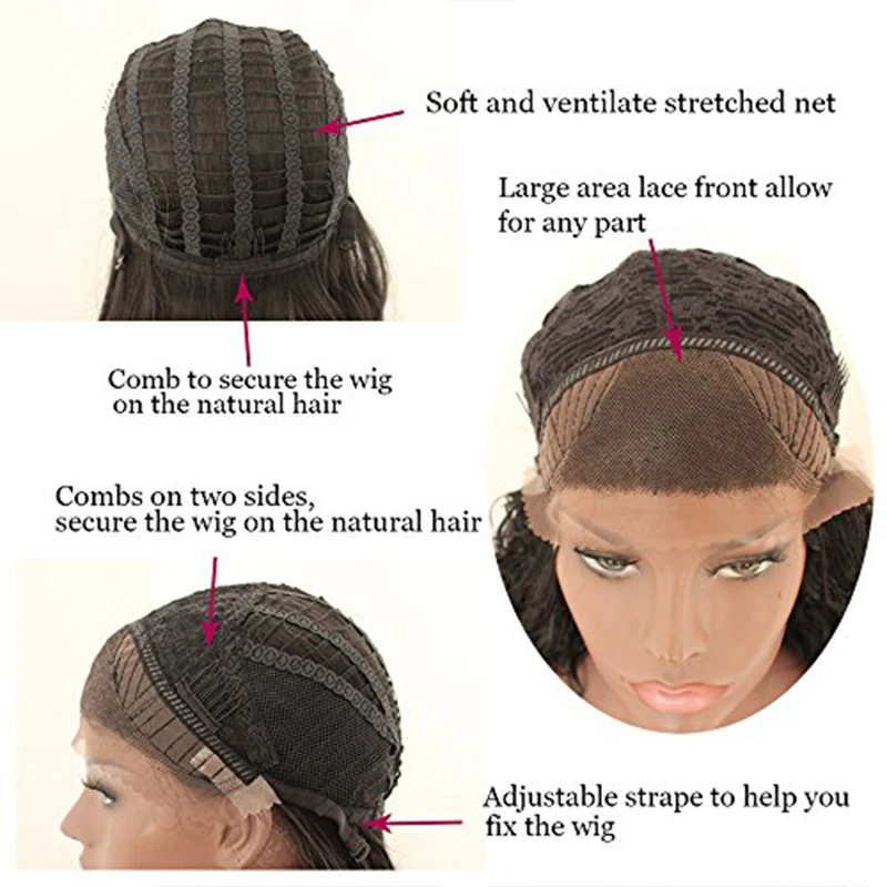 

QD-Tizer Dark Brown Color Loose Curly Hair Synthetic Lace Front Wigs Heat Resistant Glueless Hair Lace Wigs for Black Women
