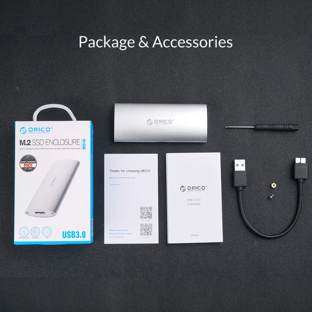Чехол ORICO SSD из алюминиевого сплава M.2 to type-C высокоскоростной корпус SSD 5 Гбит/с USB3.0 жесткий диск коробка для Windows/Mac/Linux