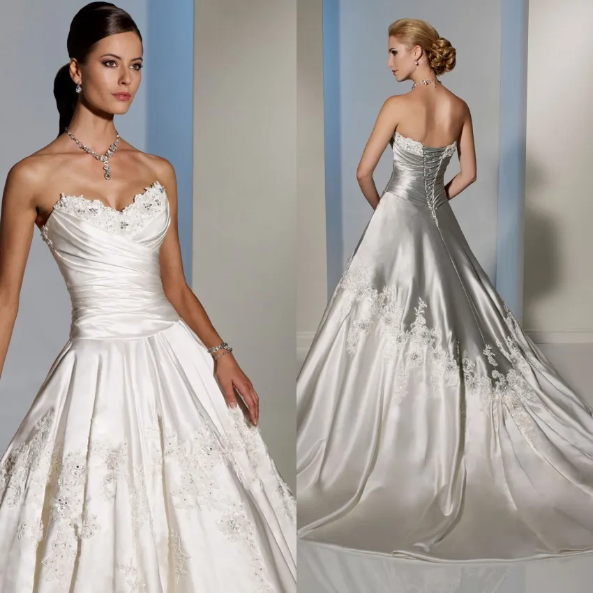 Modern Sweetheart Neckline Long Train Silver Wedding Dresses China | Свадьбы и торжества