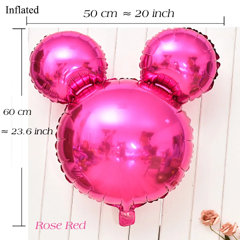 Rose Red 10 шт большой шарик изображением Микки из фольги Мультяшные уши Микки надувные шары Globos день рождения детский душ шар Декор поставщик - Цвет: Rose Red