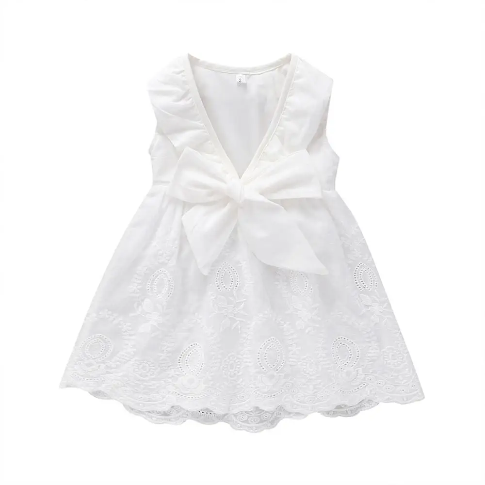 Детское белое платье без рукавов с большим бантом 45 г | Мать и ребенок