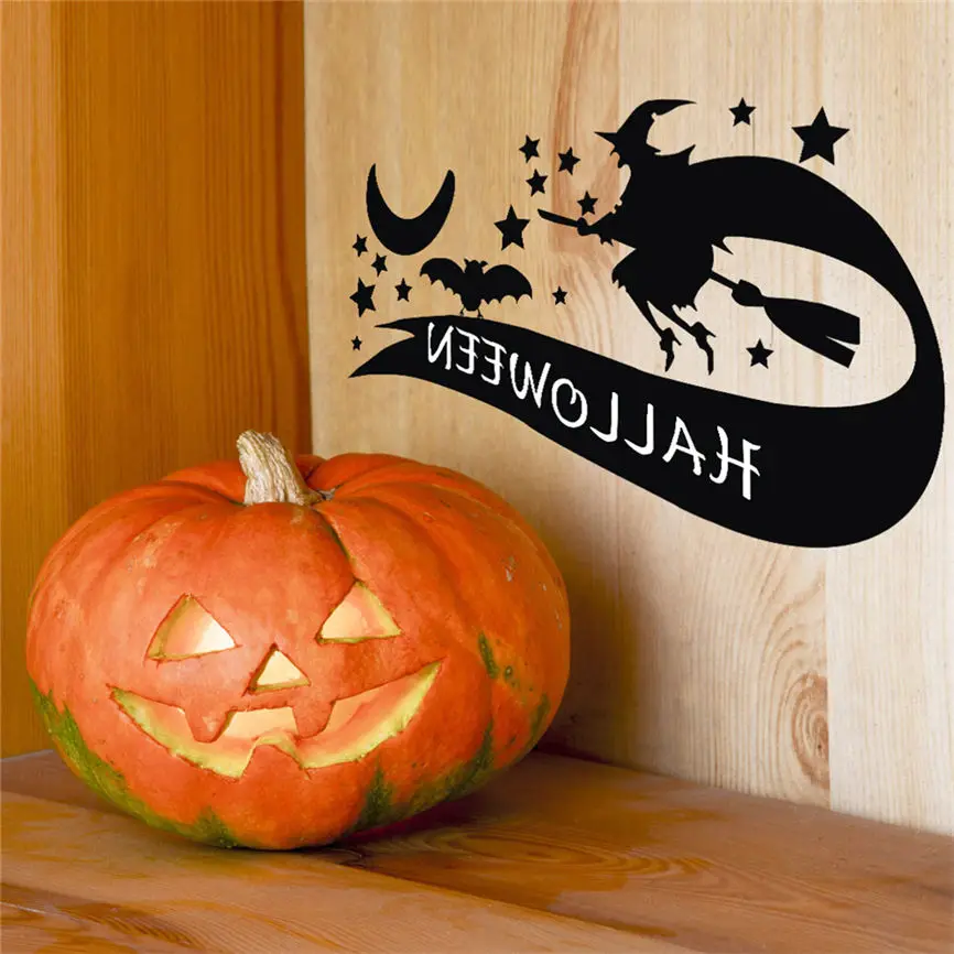 Хэллоуин ведьма фон настенные стикеры украшения на окна для дома Наклейка Декор
