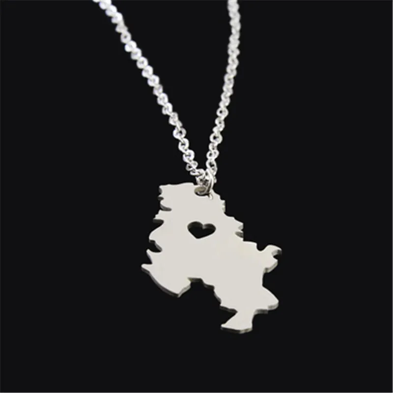 

Hot Stainless Steel Serbia Map Pendant Necklaces for Women Girls silver Color Srbija Jewelry Serbian Gifts