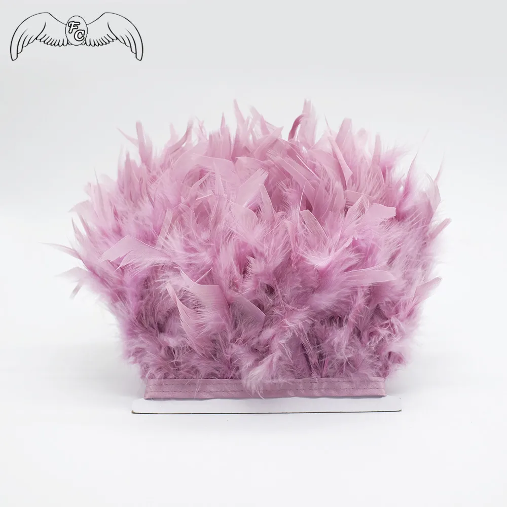 Оптовая продажа 5 10 метров кожаная розовая отделка из перьев индейки бахрома