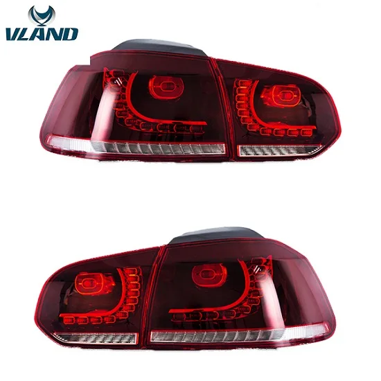 Red clear VLAND фабрика для автомобиля задний фонарь для Volkswagen Golf 6 Mk6 R20 светодиодный фонарь светильник 2010 2012 хвост светильник тумана светильник s - Цвет: Red clear