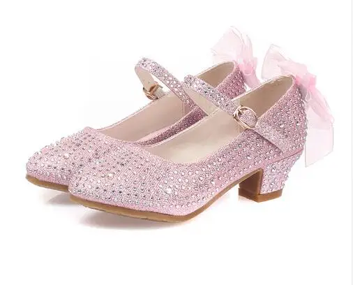 Детская обувь стразы на низком каблуке принцессы сандалии для девочек осенние