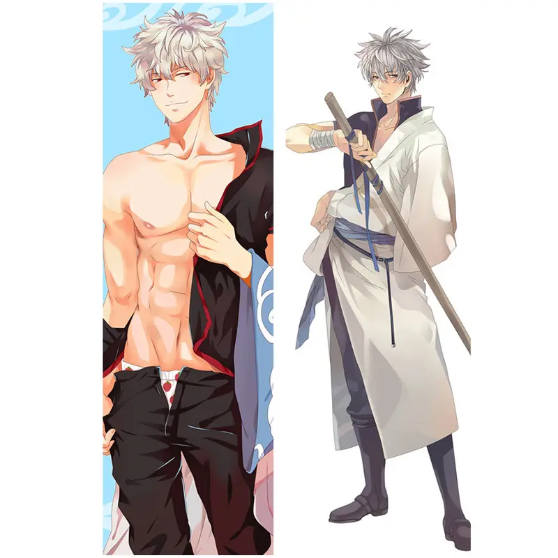 Peach skin Аниме "гинтама" наволочка Sakata Gintoki Dakimakura Чехол для крутых мальчишек 3D двухсторонняя постельное белье облегающие жизнь тела подушку Чехол gt02a - Цвет: Peach skin