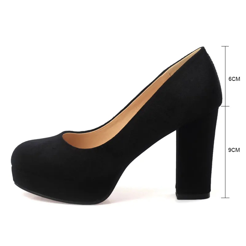 Fanyuan/; пикантная женская обувь из флока на высоком каблуке 9 см; obuwie damskie sepatu; обувь для вечеринок с круглым носком; женские туфли-лодочки на высоком каблуке без застежки