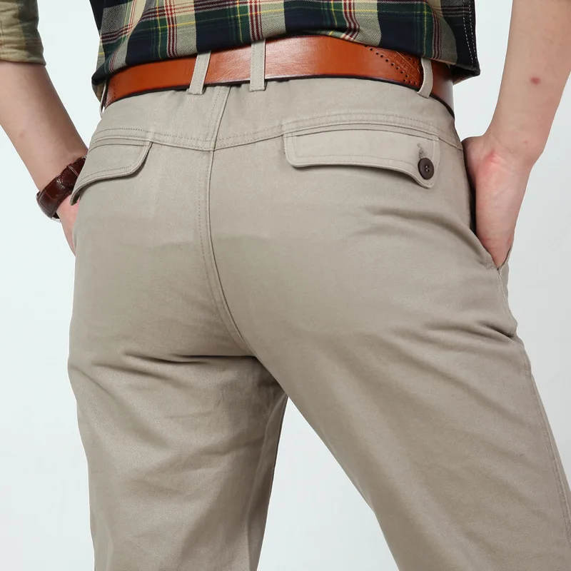 2017 New Arrival Casual Business Pant Men Cotton Solid Straight Black Khaki Loose Trousers Plus Size 29-42 3 Colors |