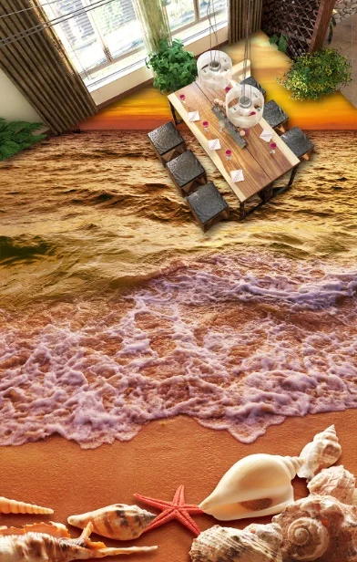 

[Self-Adhesive] 3D Sunset Beach View 33 Non-slip Waterproof Photo Self-Adhesive Floor Mural Sticker WallPaper Murals Print Decal