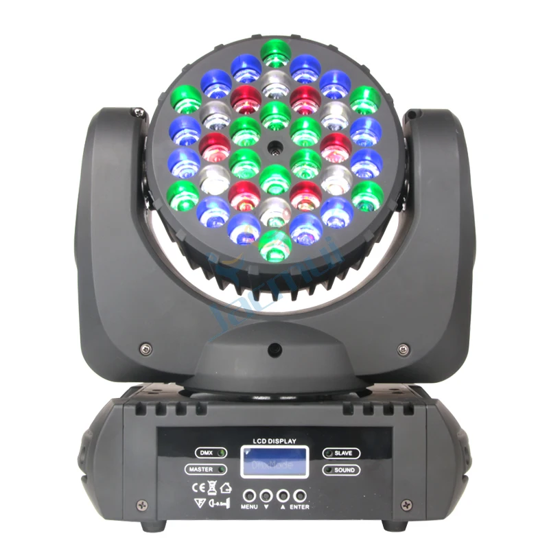 36*3W Светодиодная движущаяся голова для сцены диско световой эффект Wash Beam Spot 200W RGBW DJ освещение для бара на вечеринках, фестивалях, мероприятиях, Рождестве, свадьбах, КТВ и караоке.