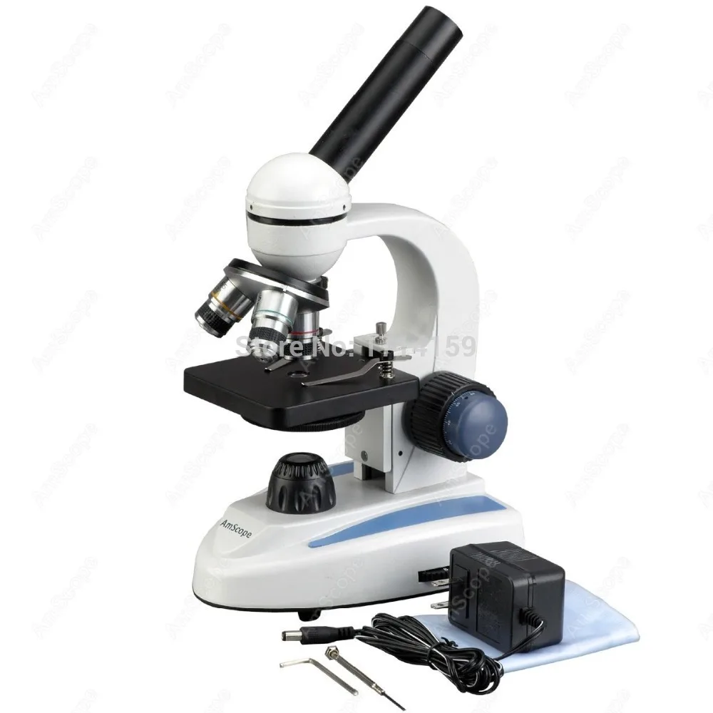 AmScope 40X 1000X светодиодная беспроводная лампа с грубой и тонкой фокусировкой