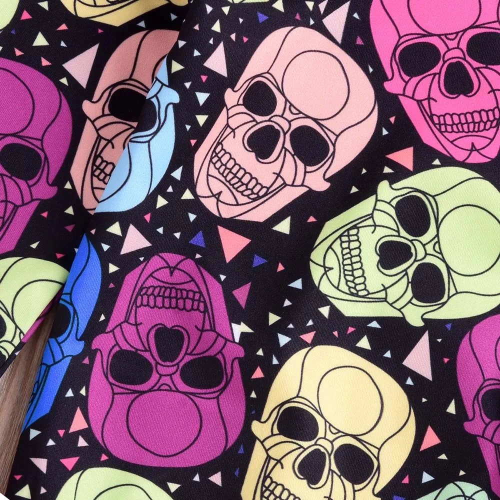Хэллоуин ткань, детские костюмы для малышей, детская одежда с длинным рукавом с принтом «череп», детская одежда, комбинезон, Модный комбинезон Детская Одежда наборы для ухода за кожей