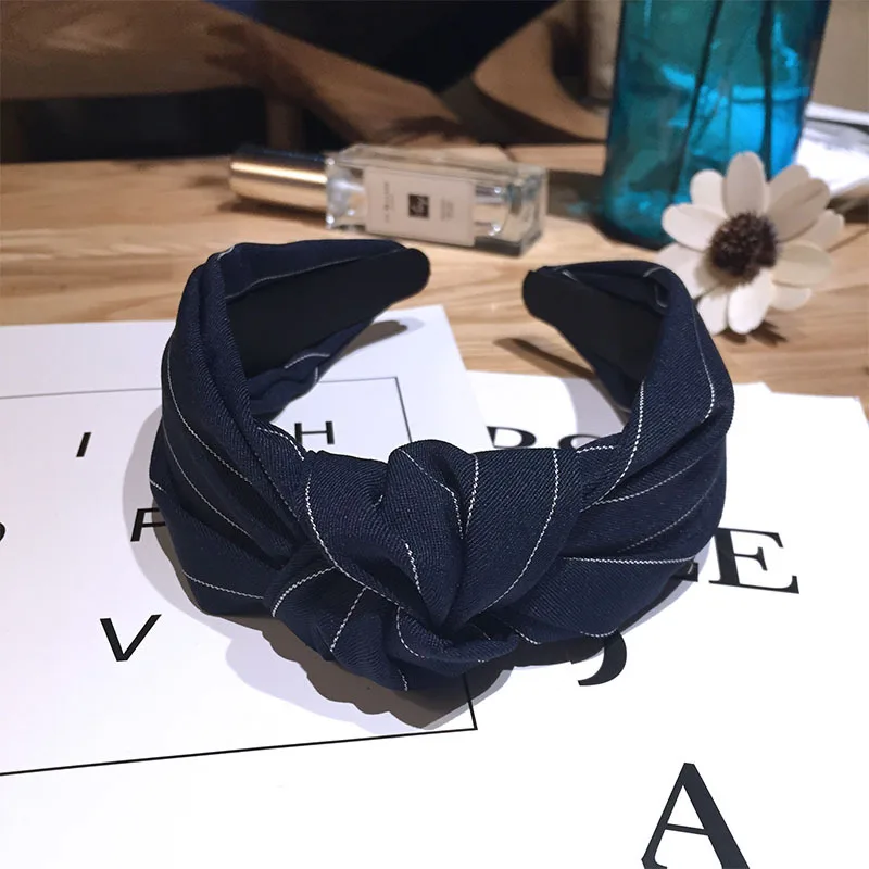 Blue Новинка обруч для волос модная простая повязка для головы леди Маленькая свежая девушка полосы украшения аксессуары для волос - Окраска металла: Blue