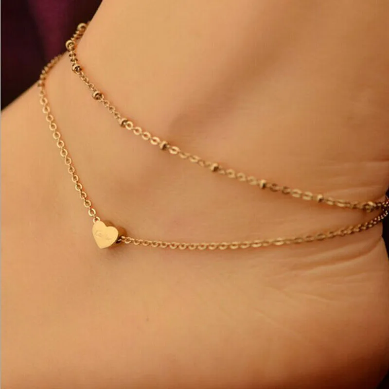 10 Styles Girlsl Fashion Elegant Simple Heart Ankle Bracelet Chain Boho Beach Foot Sandal Jewelry for Women Barefoot Wholesale | Украшения