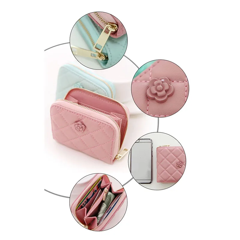 Новинка кошелек на молнии для девочек розовый женский цветные кожаные кошельки