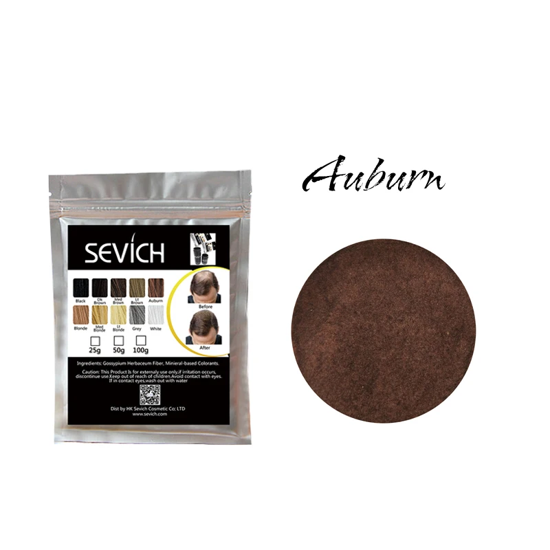 100G auburn Sevich 100 г строительное волокно для волос, консилер для выпадения волос, утолщенный порошок, продукт для ухода за волосами, Кератиновое салонное лечение волос - Цвет: 100G auburn