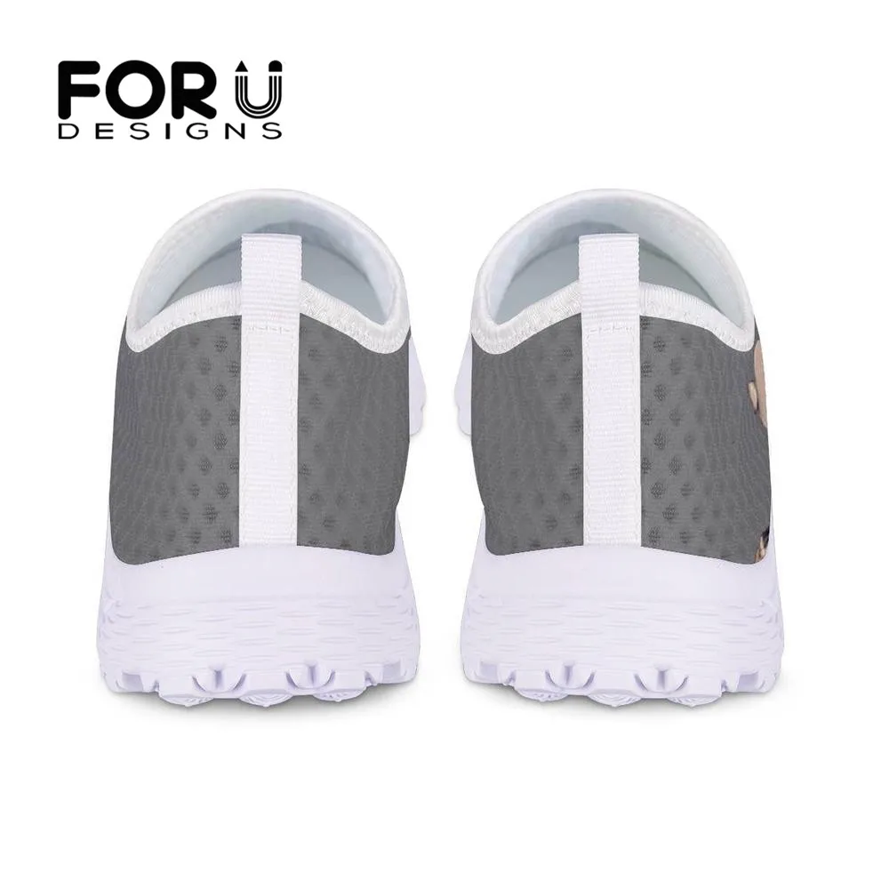 FORUDESIGNS/милая собака мопс узор Летние женские кроссовки на плоской подошве женская повседневная обувь женская Легкая сетчатая обувь без застежки для девочек-подростков