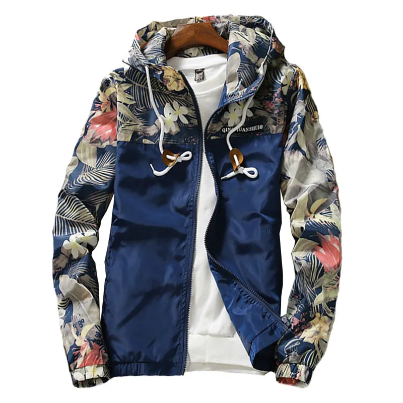 Мужской кардиган с цветочным принтом черный синий серый белый зеленый|jacket coat