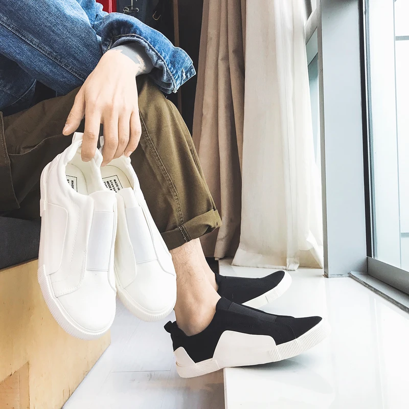 

Men Shoes Summer Fashion Black White Sneakers Canvas Shoes Flat Breathable Slip on Casual Shoes for Men Loafers Trainers Tenis