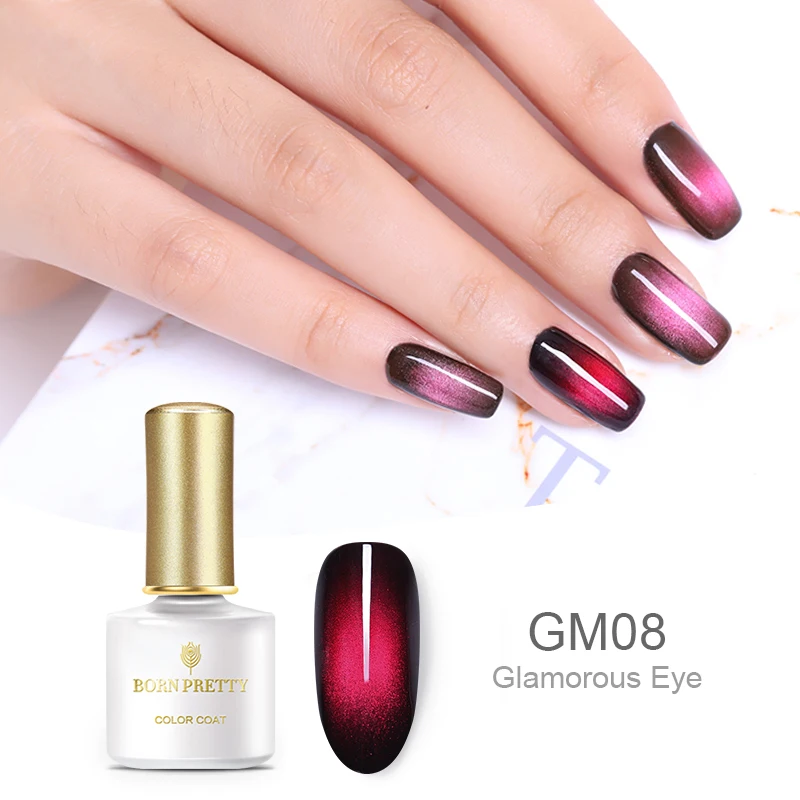BPGM08 BORN PRETTY гламурный эффект кошачьих глаз Гель-лак для ногтей 6 мл замачиваемый УФ светодиодный лак дизайн ногтей черная основа - Цвет: BPGM08