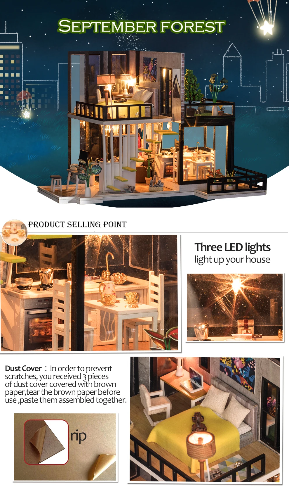 IiE CREATE Dollhouse K033 сентябрь лес DIY Kit с подсветкой