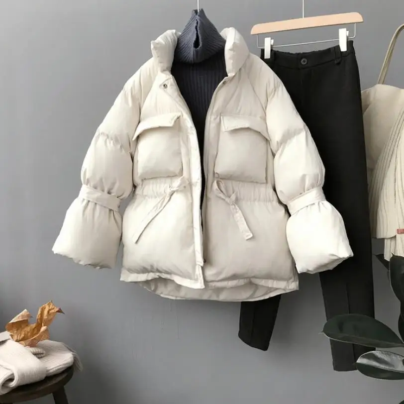 Новое модное Брендовое зимнее бежево зеленое теплое пальто женское пушистое в