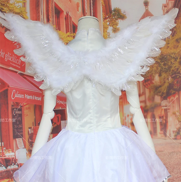 

Cardcaptor Sakura KINOMOTO SAKURA white coaplay Costume star Wedding costume with wing+gloves+grown