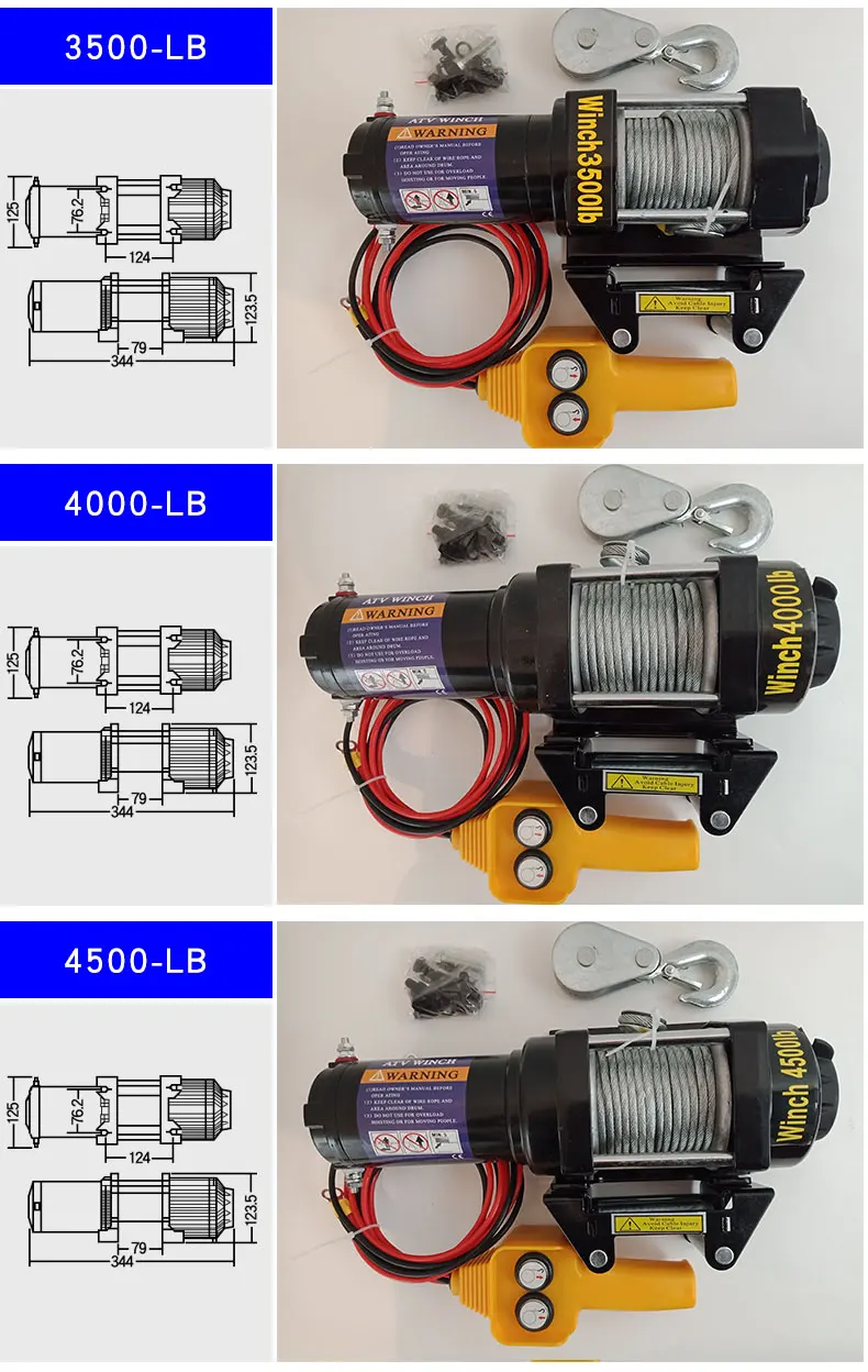 24v электрическая лебедка 3000/4000/4500lb ручка/беспроводной трос ATV лебедки для пляжа bugg