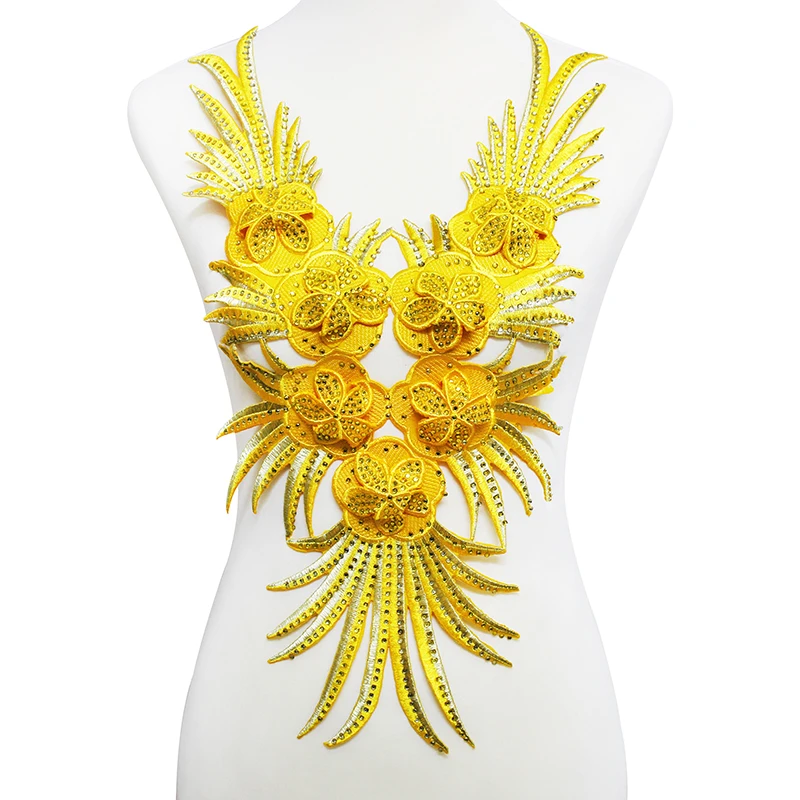 2 шт. декоративные нашивки для воротника с жёлтым бисером | Дом и сад