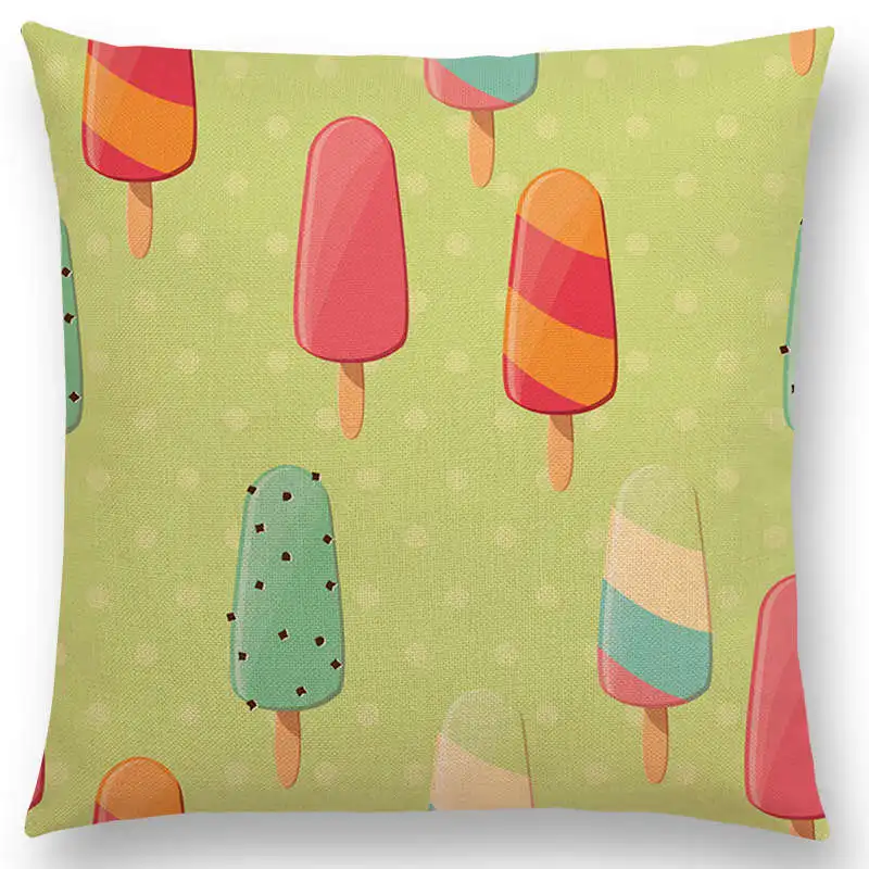 Чехол для подушки с цветными рисунками шоколадные конфеты пончики красивый