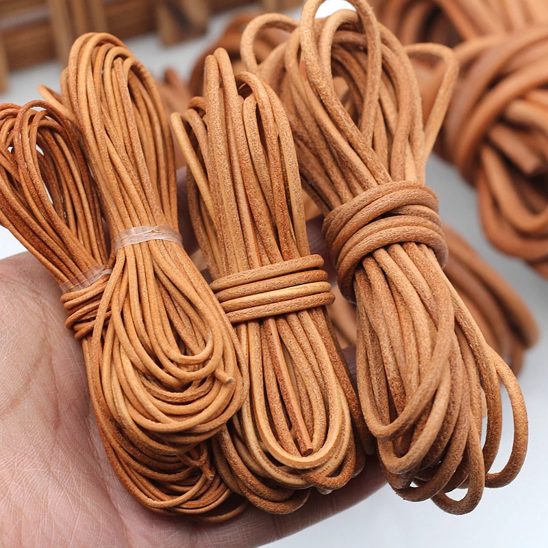 5 метров Diy Ручная кожаная веревка коричневый цвет натуральный браслет для колье и сумки pet плетеная веревка S35