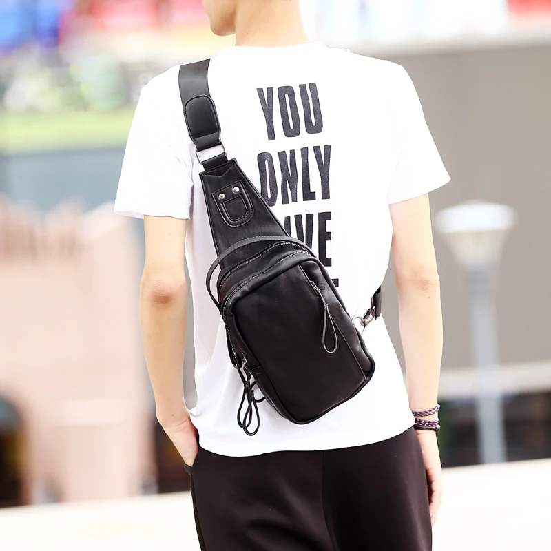 Нагрудная сумка из ПУ кожи для мужчин модный мессенджер отдыха PT1139|bag biodegradable|bag