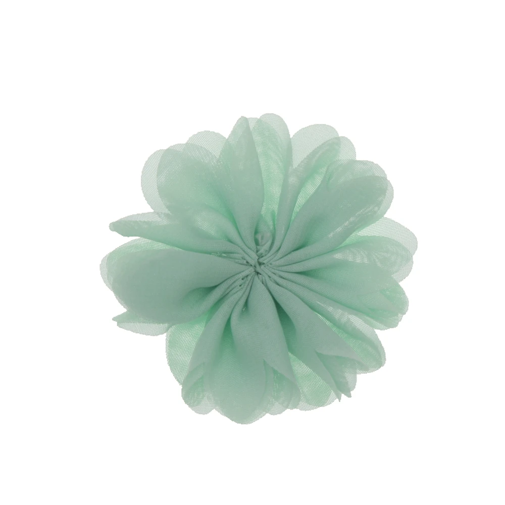 mint green Мини DIY цветы Детский бутик 2,8 ''Шифоновый Цветок без зажимов Рождественские Свадебные аксессуары для волос для девочек 18 шт./лот - Цвет: mint green