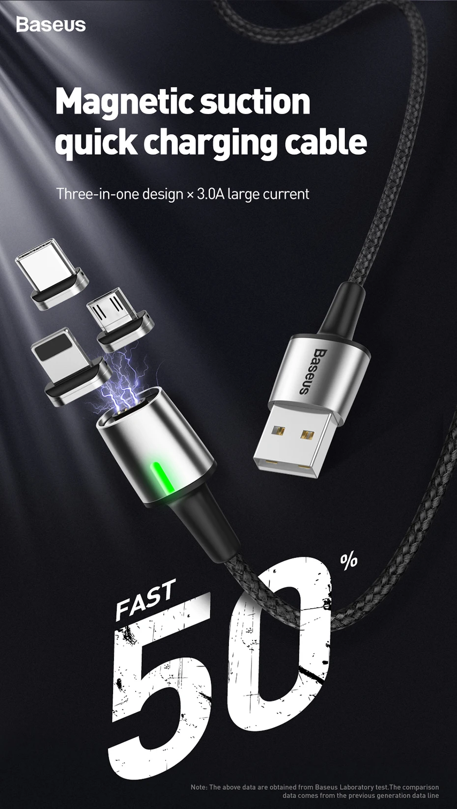 Магнитный Micro USB кабель Baseus для iPhone samsung type-C кабель для зарядки Магнитный адаптер для зарядного устройства usb type C кабели для мобильных телефонов