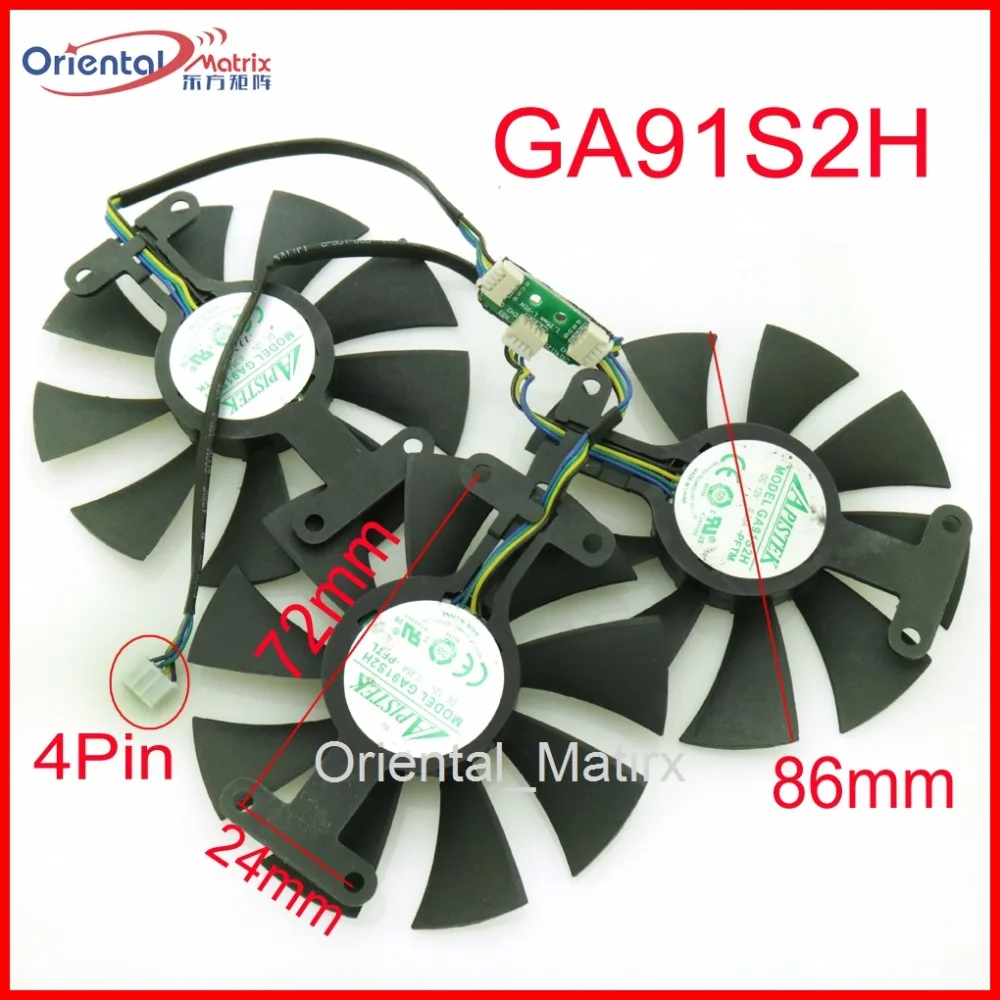 Бесплатная доставка 3 шт./лот GA91S2H 12 В 0.35A 4Pin 86 мм VGA вентилятор для ZOTAC GTX980TI 6GD5