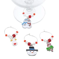 white red crystal glass snowman deer charm pendant christmas glass wine charm 6pcsset with box for diy jewelry making