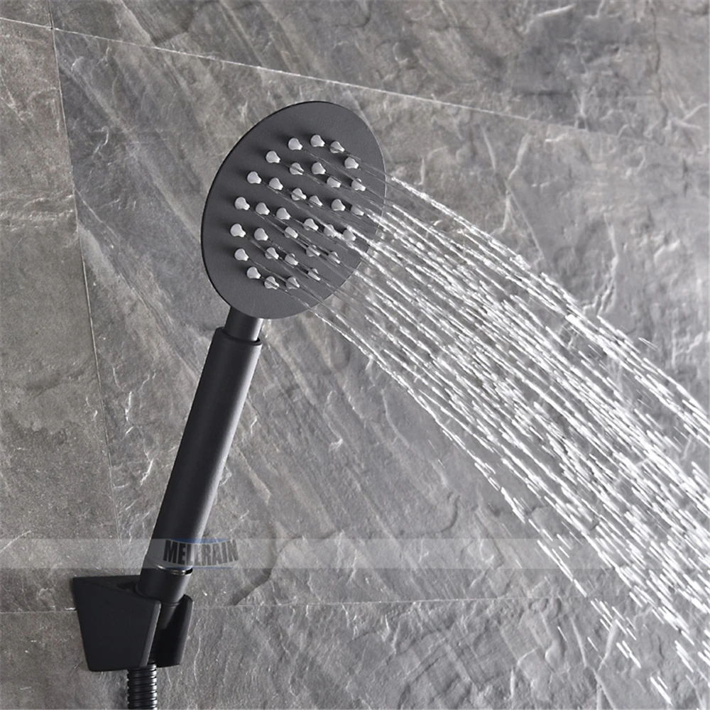

Black shower head bathroom shower set stainless steel bath faucet with handheld shower head under water outlet black design home