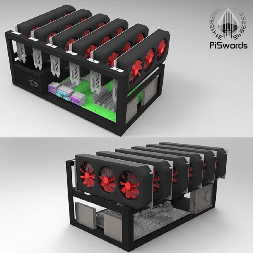 6 GPU алюминиевый легкий Биткоин открытый Майнер горная установка Майнинг чехол