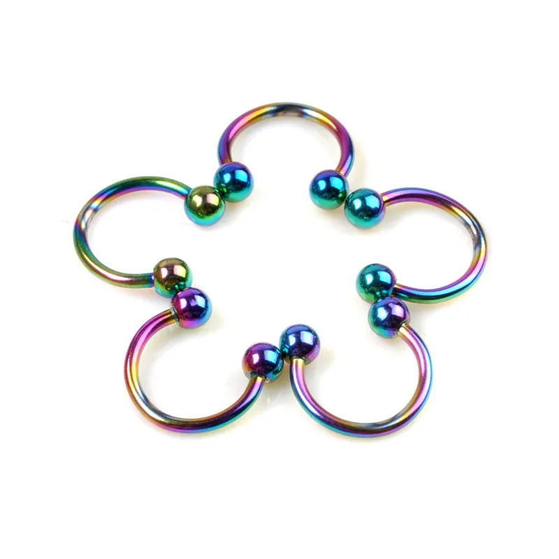 5 шт. Цветные Кольца изогнутой формы для носа губ бровей сосков из титановой стали