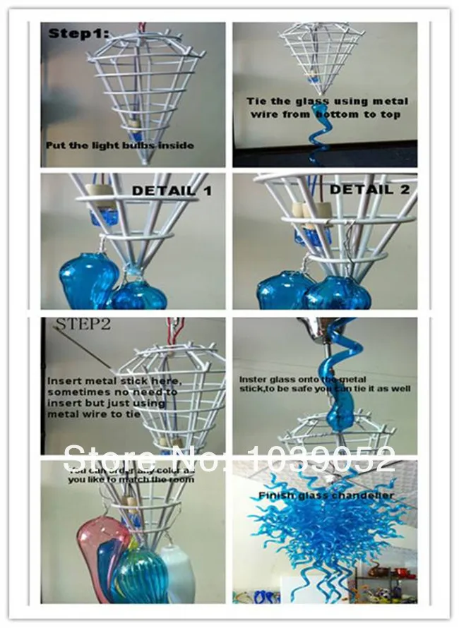 

Hand Blown Glass Style Hung Chain Large Chandelier Lighting for Staircase