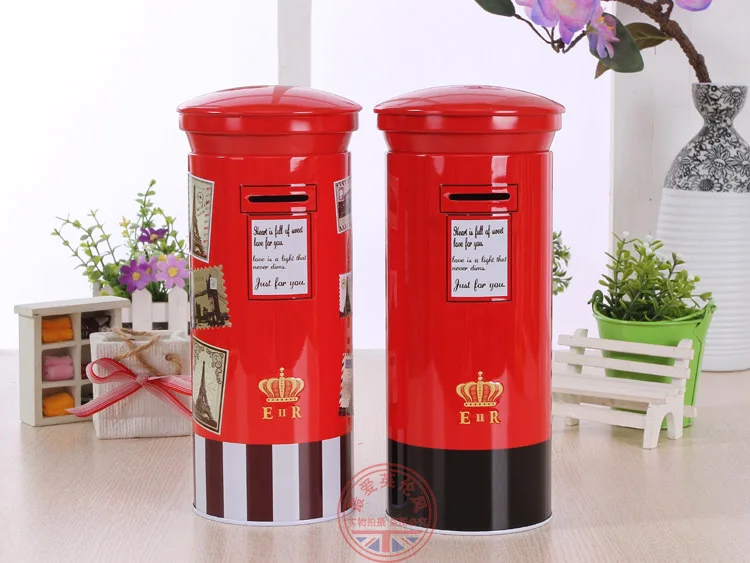 1 красная английская почтовая коробка для денег жестяная копилка монет подарок
