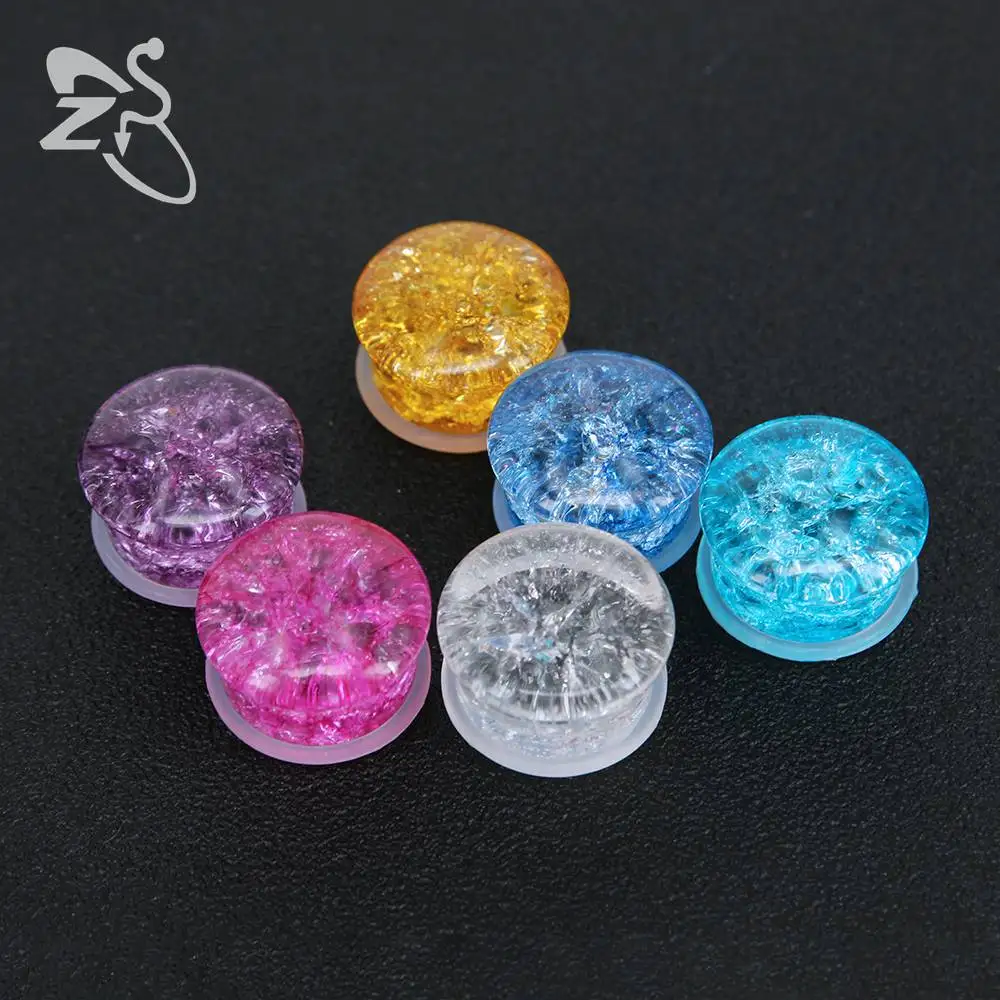 Камень туннель затычки для пирсинга одиночные вспышки ушей Силиконовое кольцо