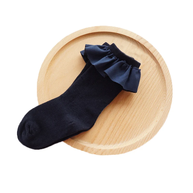 Милые детские носки с оборками для девочек от 2 до 8 лет Детские Длинные теплые