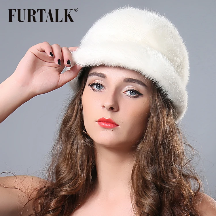FURTALK русская зима, настоящая норковая шапка-ведро для женщин, теплая шапка из натурального меха норки